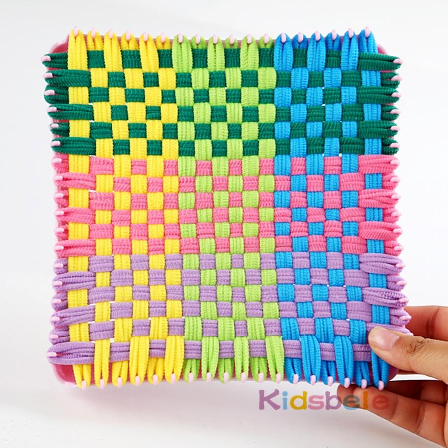 Kids Diy Weaving Loom Kit Colorful Craft Flexible Potholder Knitting Wallet Handmade Braiding Toy For Early Creative Development