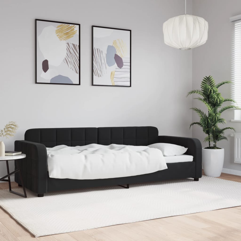 Vidaxl Sofa with Sleeping Function, Black, 80X200 Cm, Upholstered In Velvet