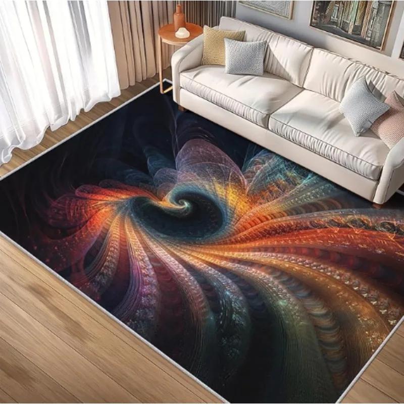 Mystic All Seeing Eye Black Carpet Golden Triangle Sacred Geometry Floor Mat Detailed Green Iris Design Home Decor Rug Classic