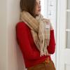 TATIANA Snug Checked Wool Blended Muffler MF8108 Beige