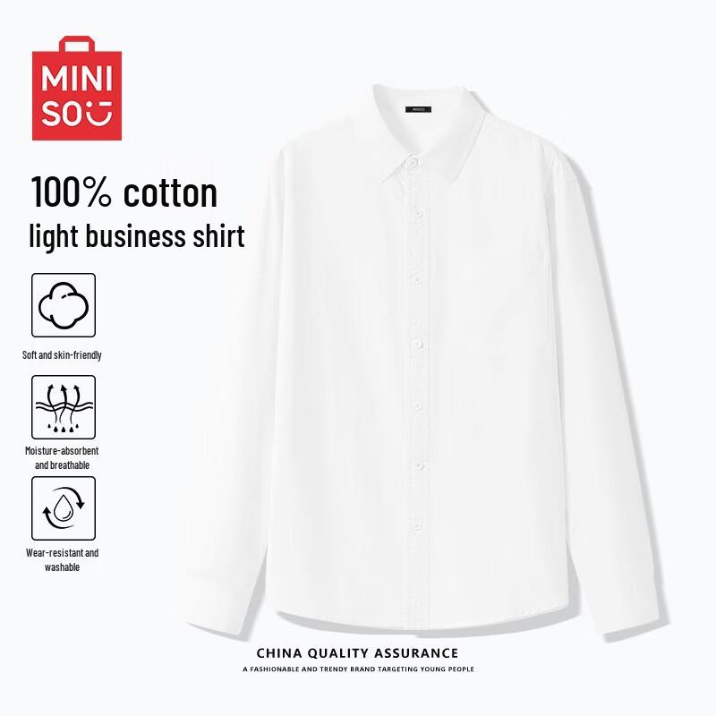MINISO Men s Pure Cotton Long Sleeve Workwear Shirt 2XL
