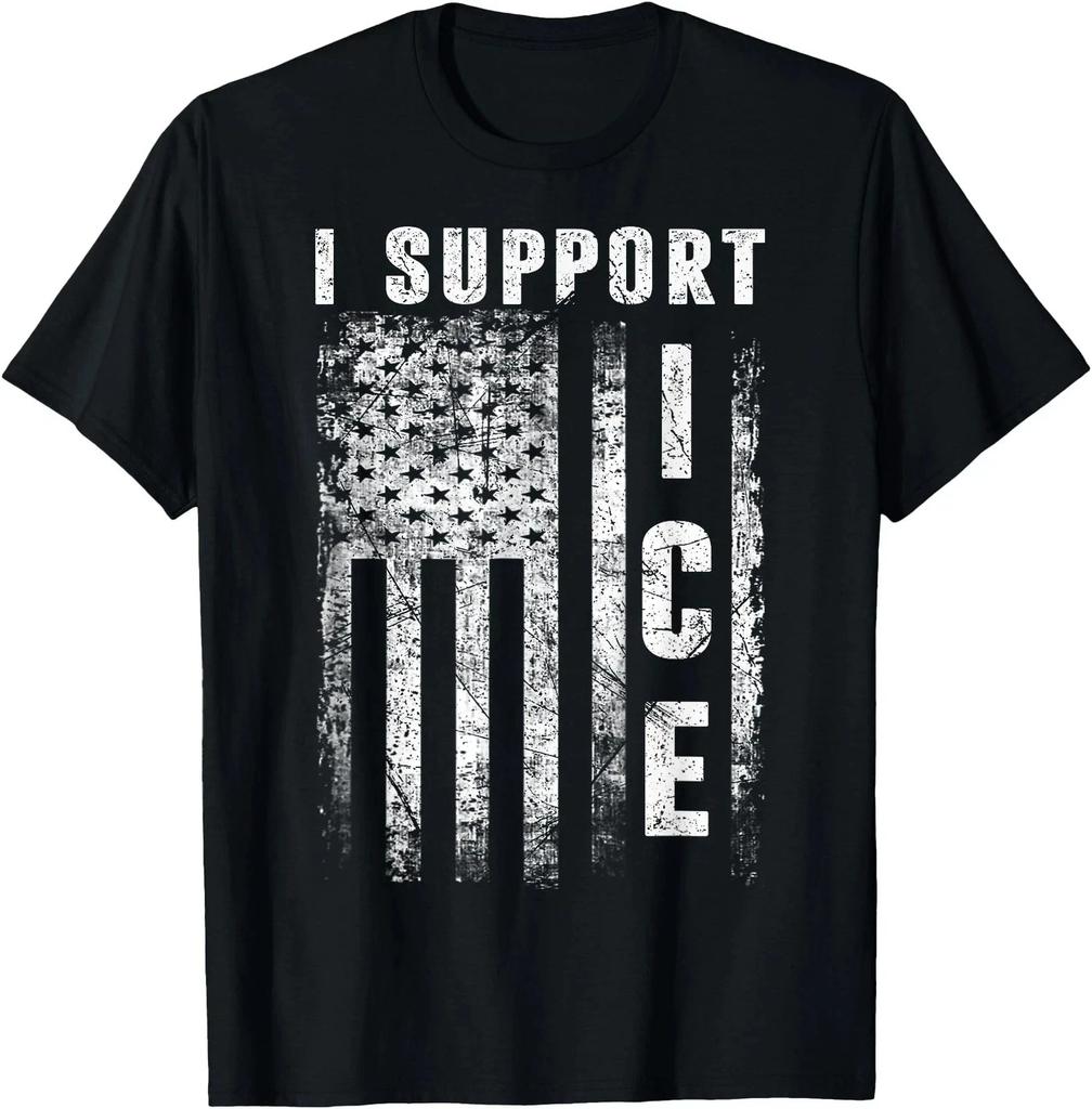 Io Supporto ICE, Agenti dell'Immigrazione Bandiera Americana Maglietta Vintage