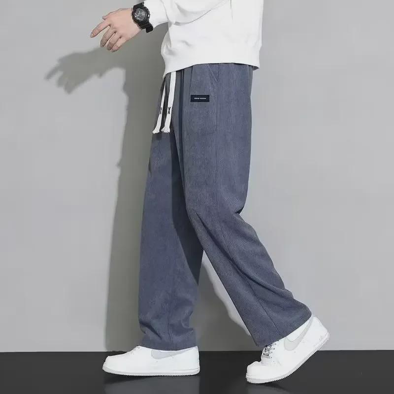 Men's Autumn Heavyweight Japanese-Style Wide-Leg Sweatpants: Trendy Straight Casual Sports Pants