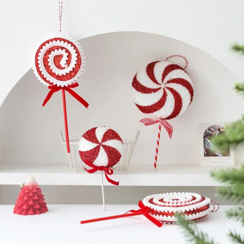 1Pieces Christmas Tree Picks Candy and Lollipop Pick Striped Xmas Decorations Candy Tree Topper for Xmas Craft Party Decor