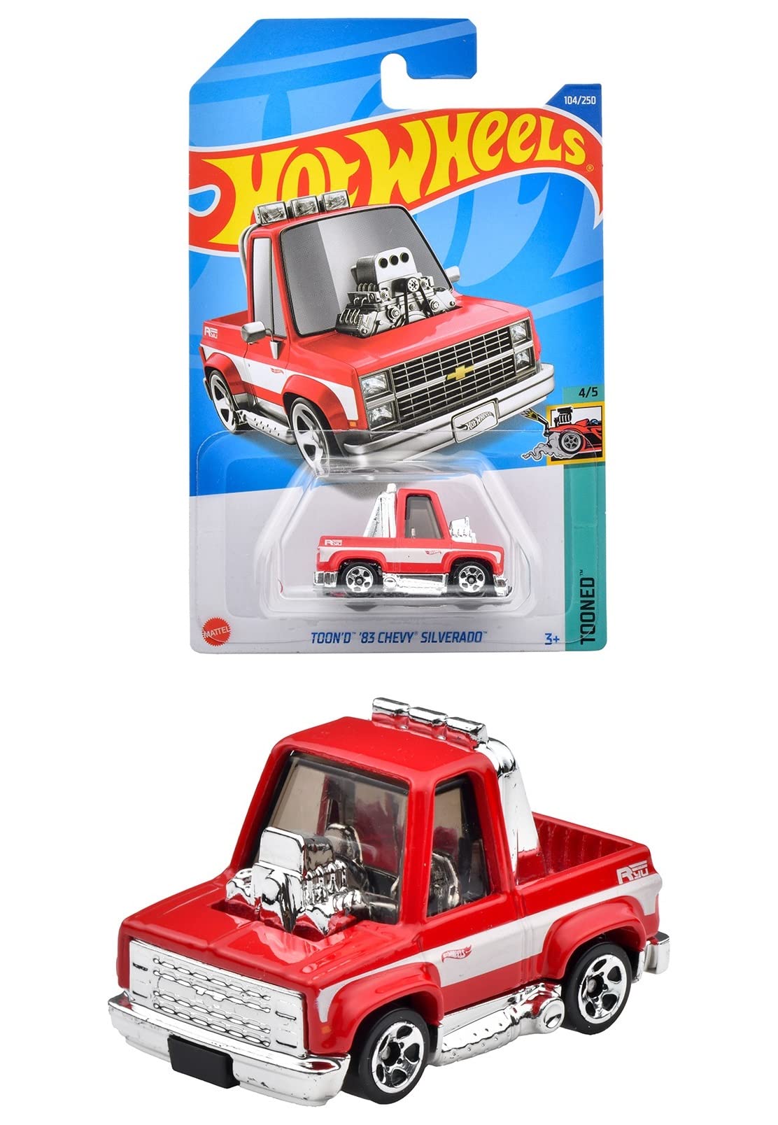 

Hot Wheels Basic Car Tuned Chevy Silverado 1983 года и HHF50 1983 года [3 вверх] красный
