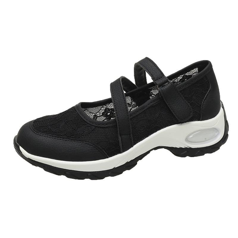 

Модная обувь для женщин 2024 года, летние новые кружевные сетчатые женские сандалии, повседневные модные спортивные сандалии, удобные неглубокие женские кроссовки 42 чёрный