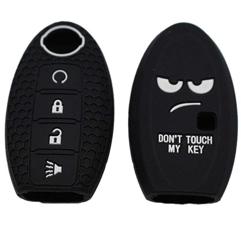 Nissan Qashqai Four-Button Silicone Car Key Cover - Smile Face Design