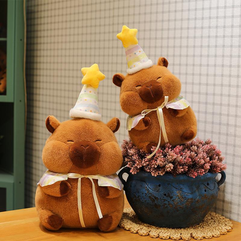 Süßeres Capybara Plüschtier mit Stern-Geburtstagshut für Kinder Sammler