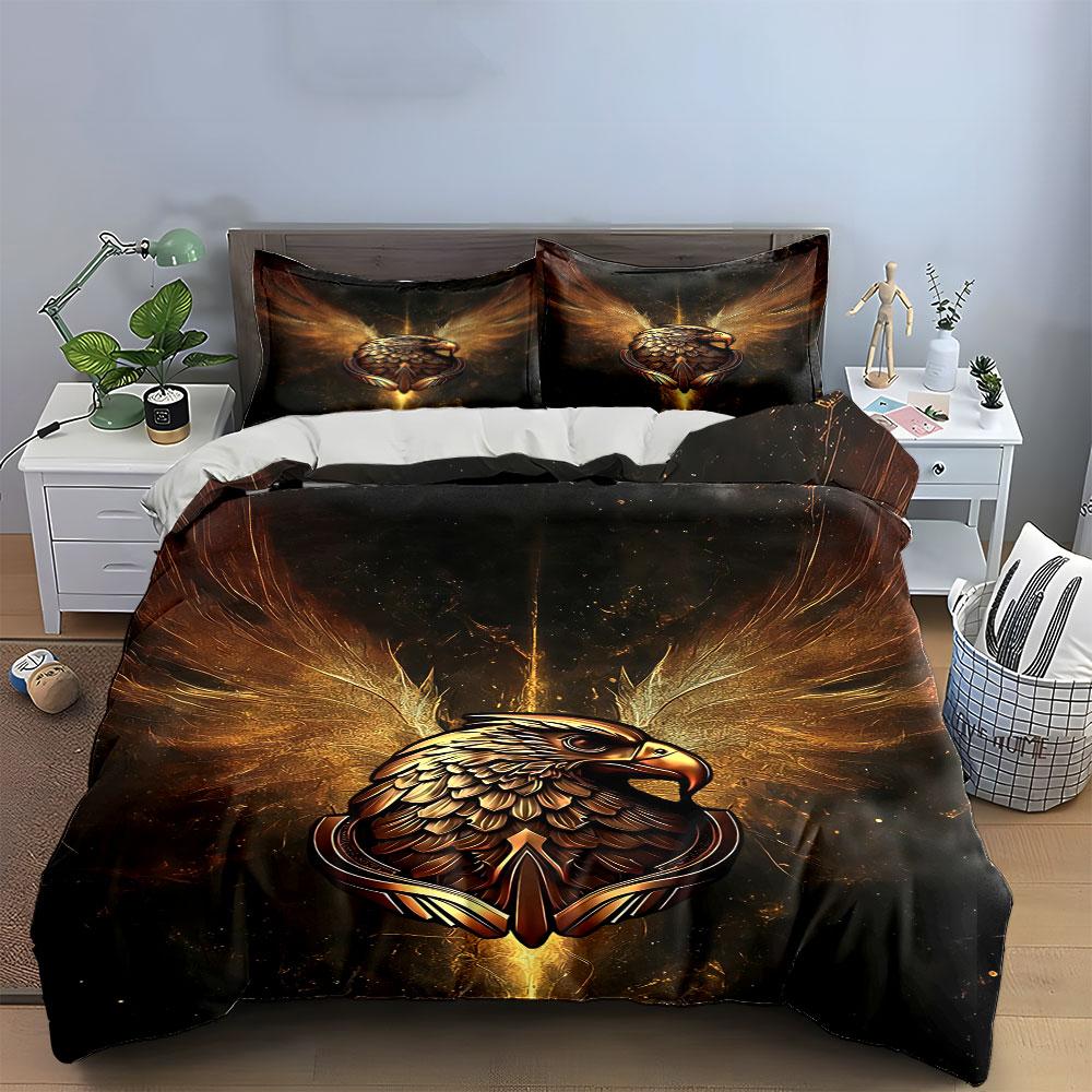Golden Eagle Wing Design Set Bedding Duvet Cover Set Duvet Cover Pillowcases (1 * Duvet Cover 2 * Pillowcases, without duvet insert)
