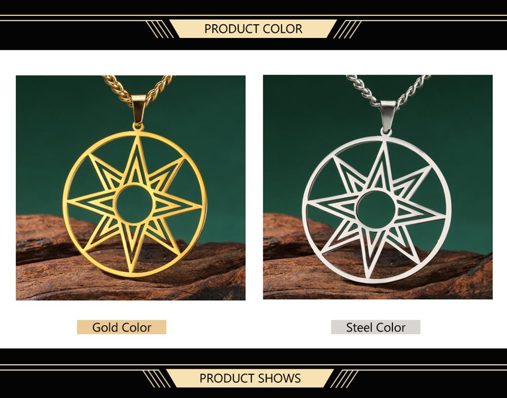 Dawapara Octagram Necklace Star of Ishtar Inanna Goddess Assyrian Star Pendant Stainless Steel Ancient Greek Mythology Jewelry