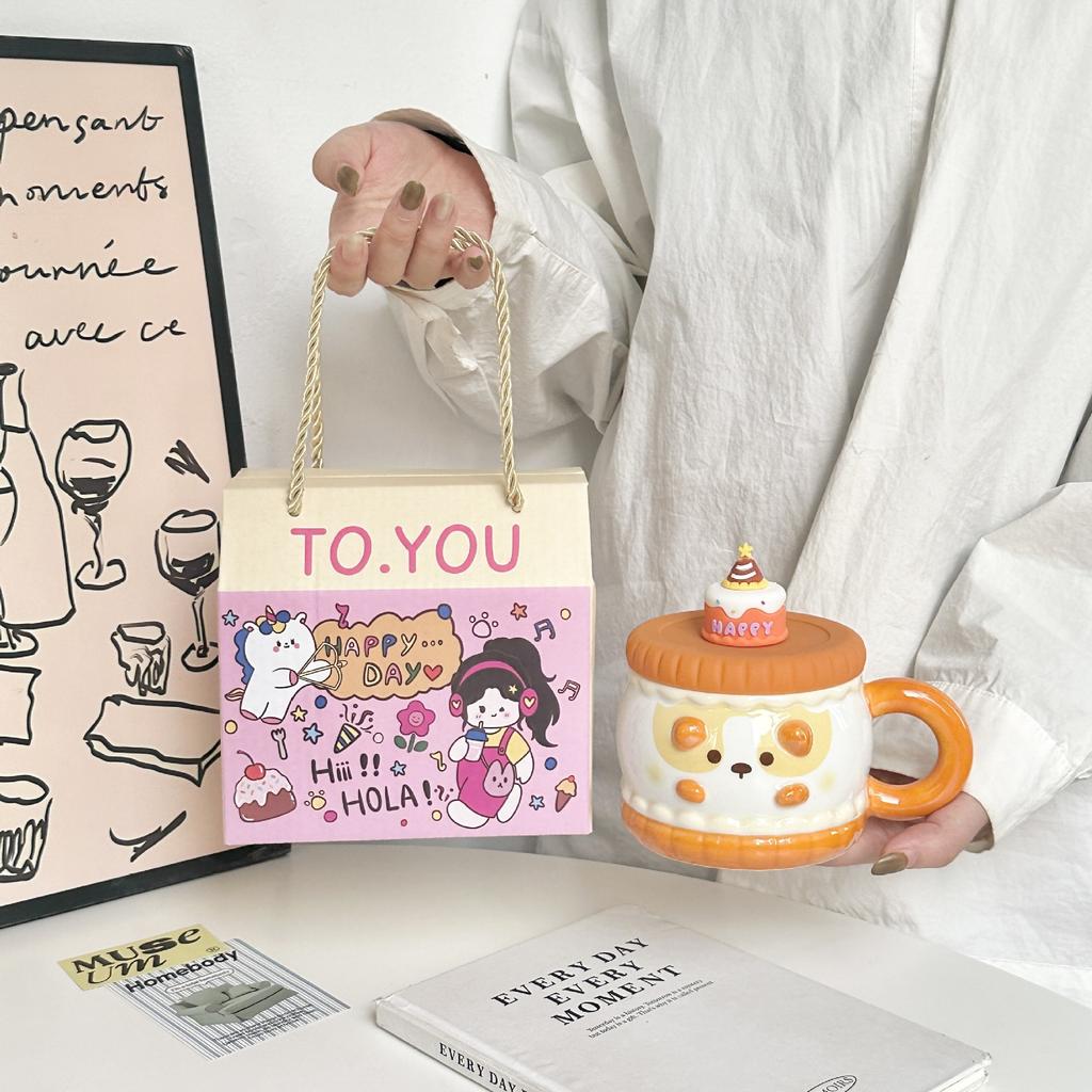 Girls' Heart Birthday Gift Creative Cute Cake Water Cup for Boyfriend and Girlfriend Sister Meaningful High Value Gift