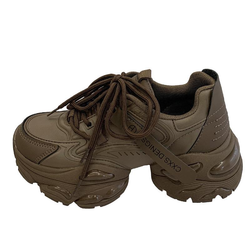 Gu Yun Daddy Shoes Women's 2024 New Autumn and Winter Platform Inner Height Increase Small Women's Shoes Brown Casual Sports Shoes