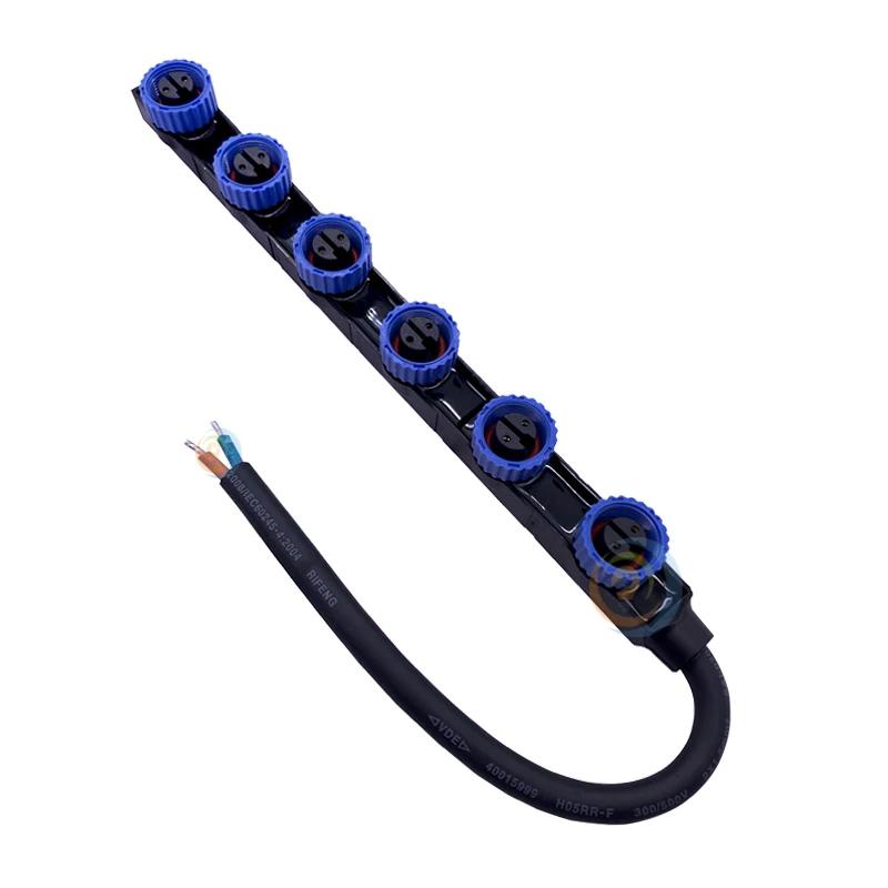 M15 2Pin Type F Waterproof Plug 1 Out 2/3/4 Main Line Male Connector LED Outdoor Street Lights m15 Junction Box Adapter Cable