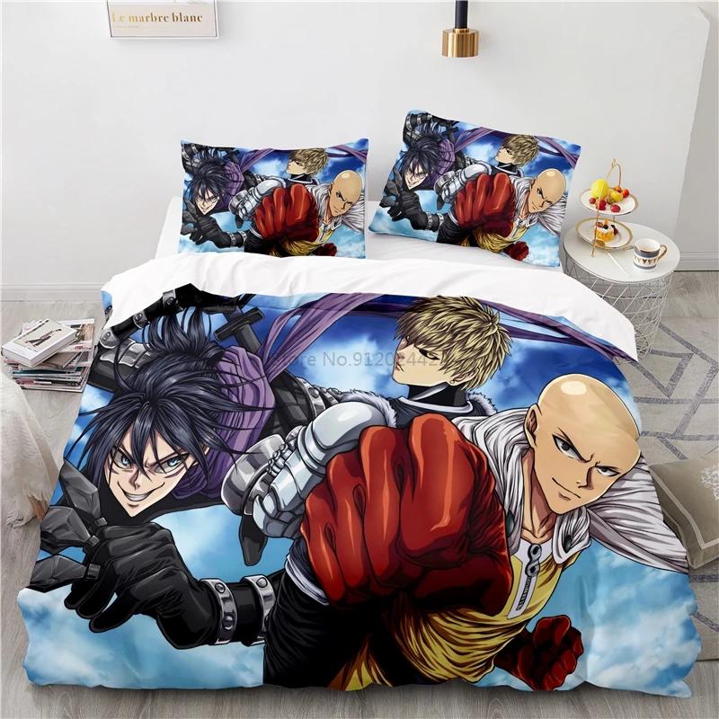 Japan Anime ONE PUNCH-MAN 3D Pattern Duvet Cover Set with Pillowcase 2/3pcs Cartoon Bedding Sets Bed Linen Queen King Bedclothes