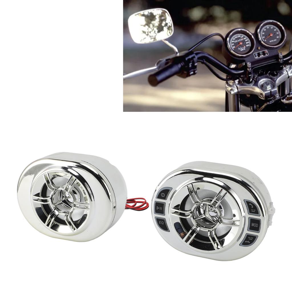 Waterproof Motorcycle Bluetooth Speaker Hands Free Calls Chrome All In One Motorcycle Sound System with Remote Control
