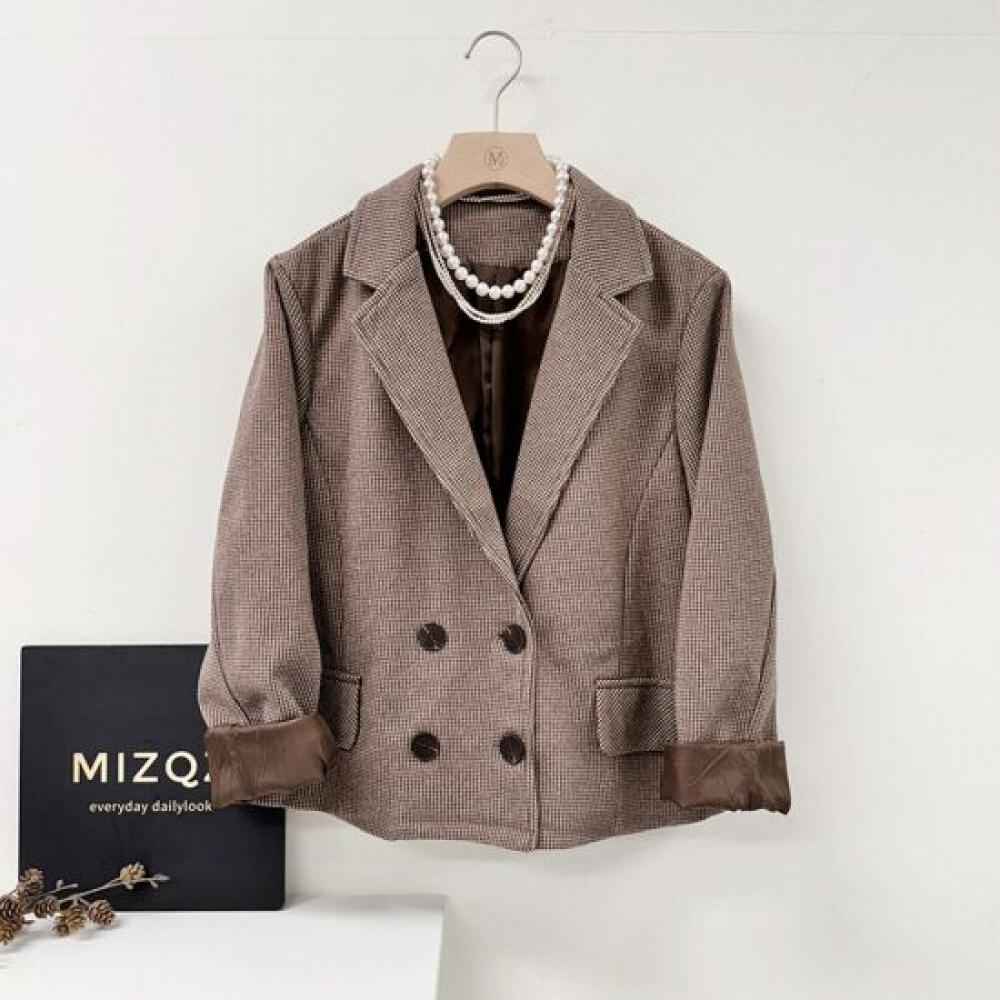 Mizqz Double Button Wool Check Jacket 3 Colors