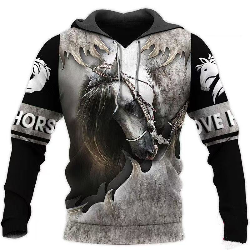 Winter New Sweater European and American Style Lion Animal 3D Three-dimensional Printing Pattern Large Size Loose Sweater