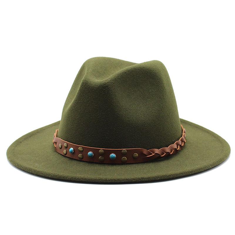 Felt Hat British Belt Vintage Versatile Top Hat Men'S And Women'S Jazz Hat Wool Hat