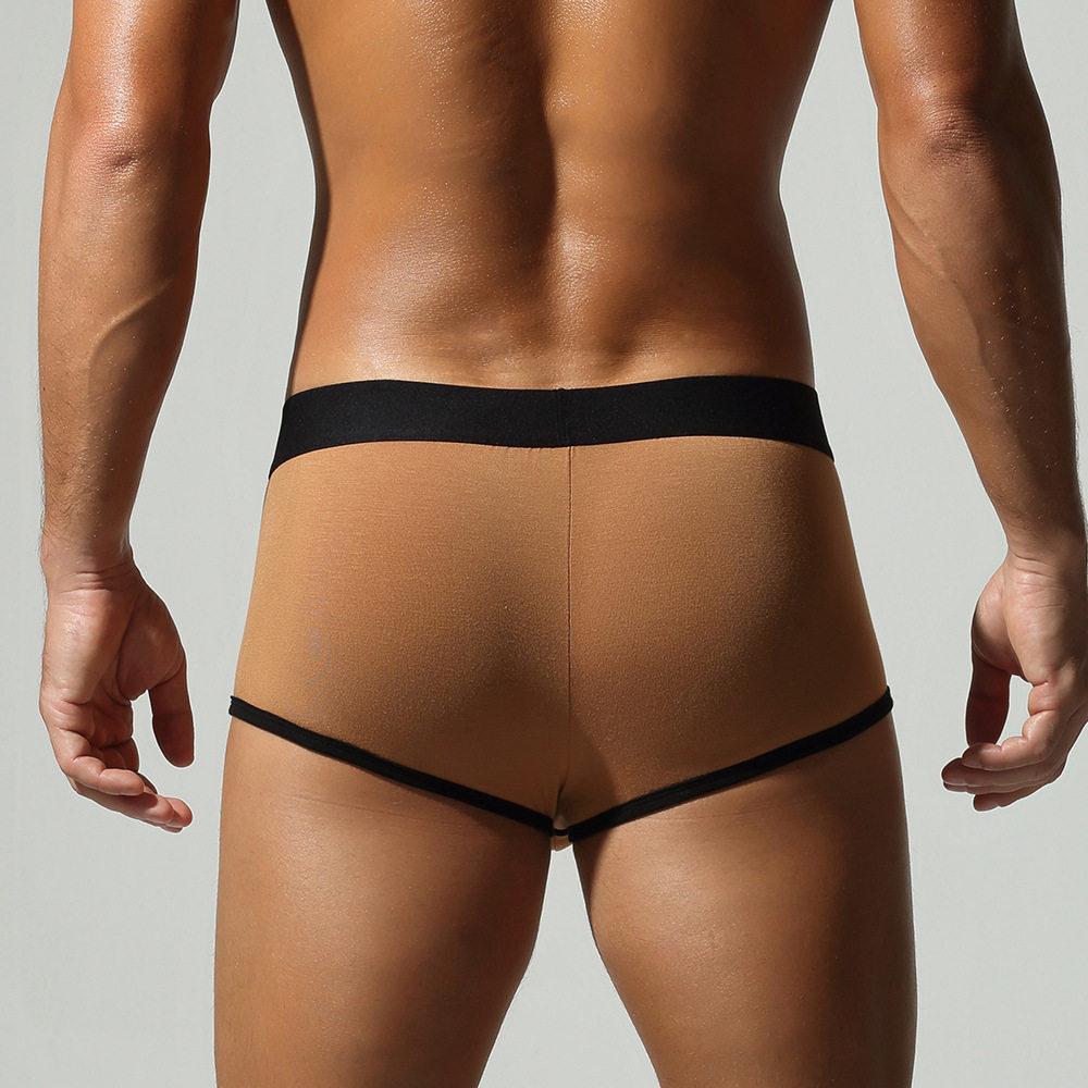 Men's Low Waist Solid Color Boxer Briefs Breathable Sexy Pouch Underwear Male Trunks Panties U-Convex Pouch Underwear