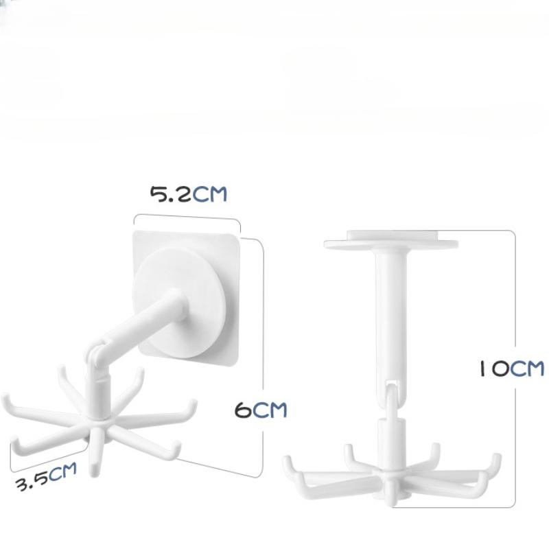 2PCS Multi-function Rotary 7 Claw Hook Kitchen Storage 360° Traceless Hook No Punch Stick Hook