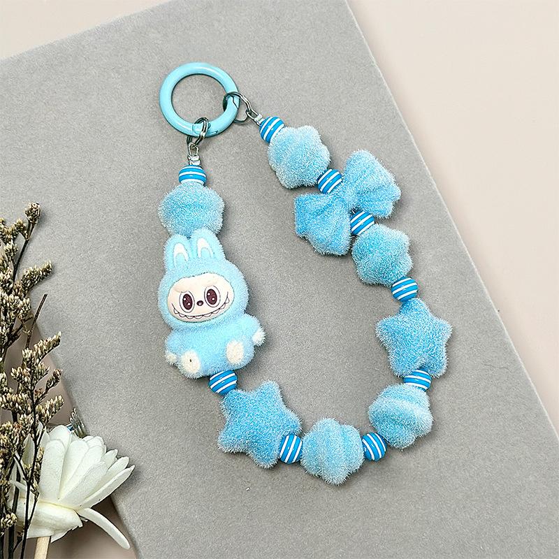 

Flocked Phone Chain Keychain Sweet Girl Anti-Lost Wrist Strap Bracelet Earphone Case Charm Bag Decor