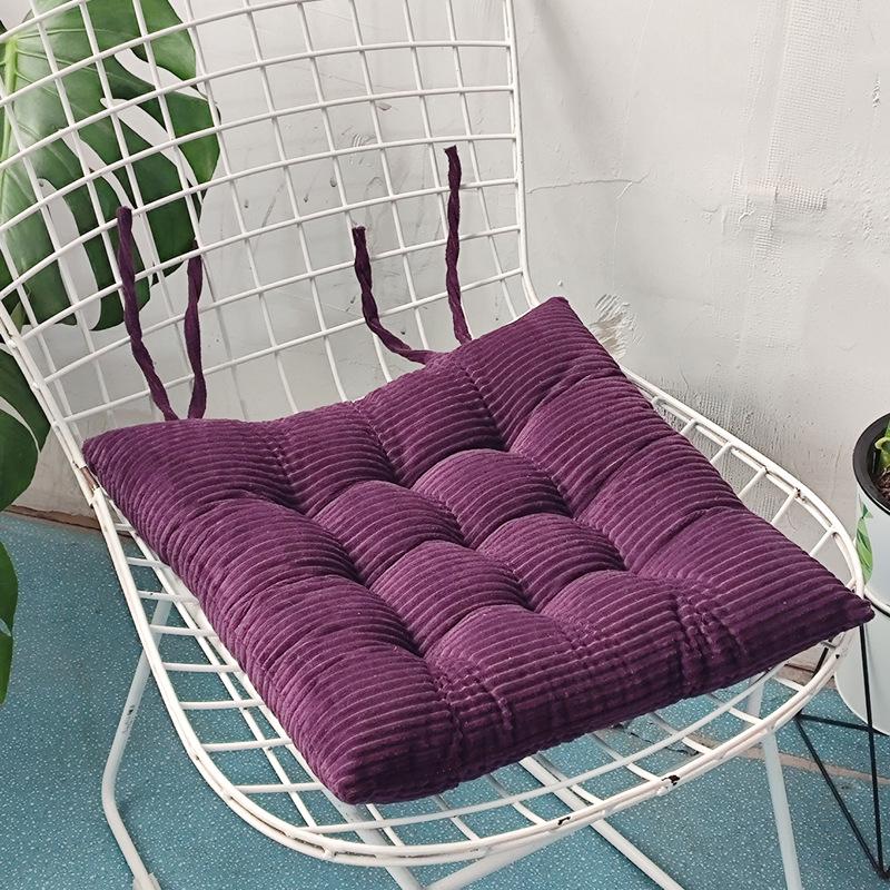 Warm Corduroy Strap Chair Cushion - Solid Color, Comfortable Chair Pad for Autumn and Winter