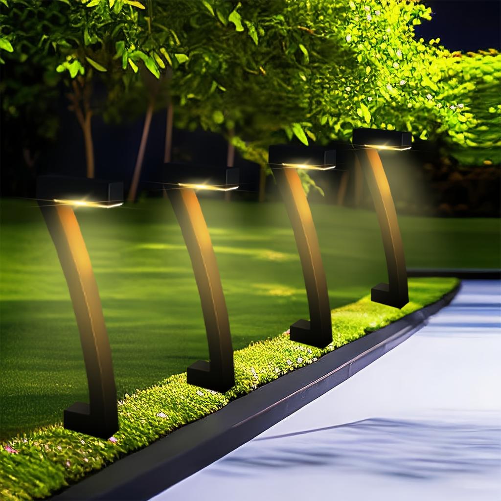Moderne Geometrische Solarpfadleuchten, 7-förmige Außen-Gartenlampe - Wasserdicht, Warmweiße LED, für Hof, Auffahrt, Rasen Dekoration, Einfache Installation