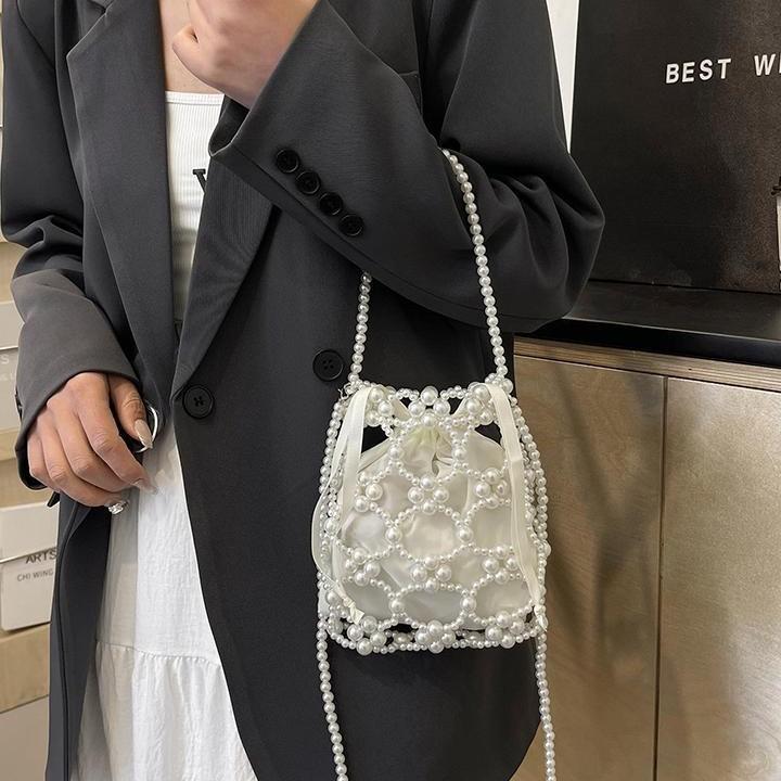 Fashion metal bead hand bag women's 2026 summer new temperament versatile shoulder bag crossbody bucket bag