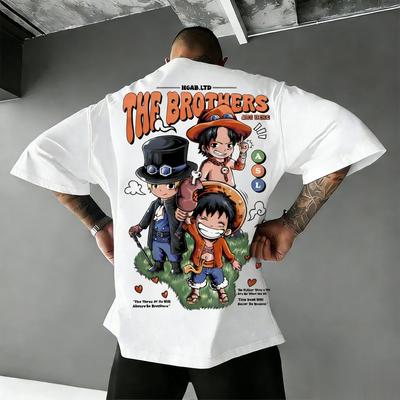 T-shirt Unisex Pezzo Unico Ace Sabo Luffy Fratelli Uomo Donna Grafica Anime Estiva Streetwear Casual Oversize Abbigliamento Y2k