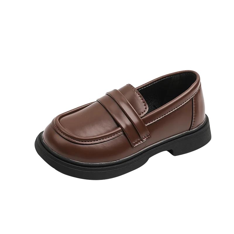 

Туфли-лоферы для девочек с круглым носком, детская мода, кожаные туфли принцессы для вечеринок, свадеб, мальчиков, детей, школьная форма, мягкие, универсальные 34 коричневый