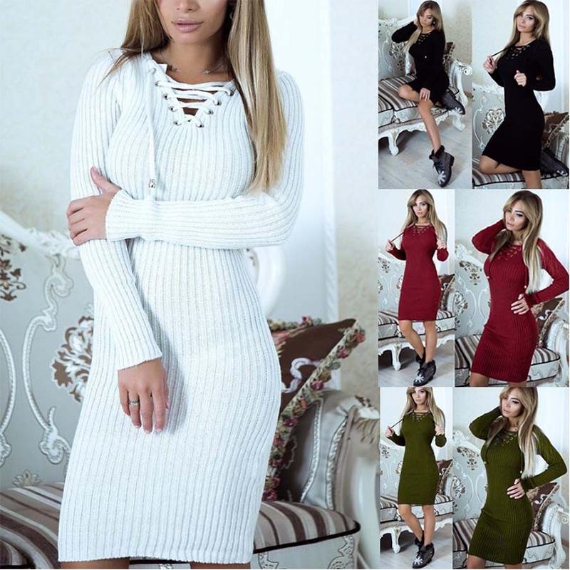 Winter Autumn And Fashion New Knit Sweater Dress Strap Dress Womens Clothing