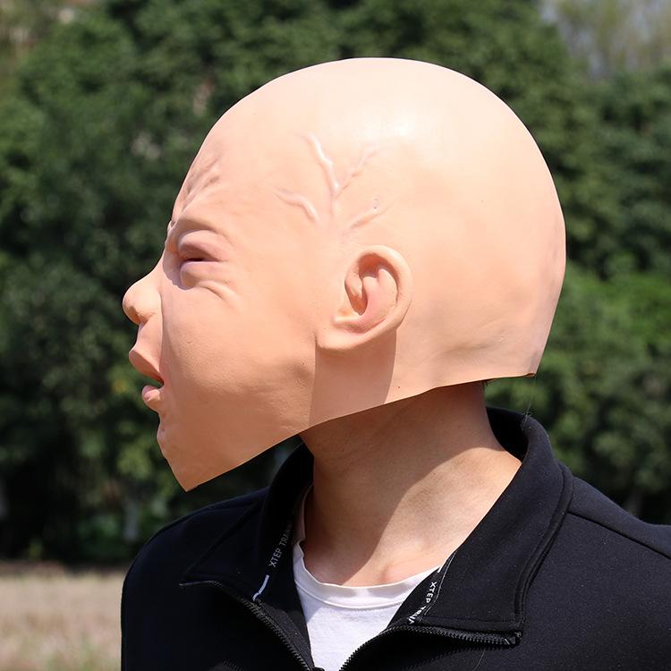 Funny crying child mask Halloween latex crying baby headgear cosplay Party costume crying face prop