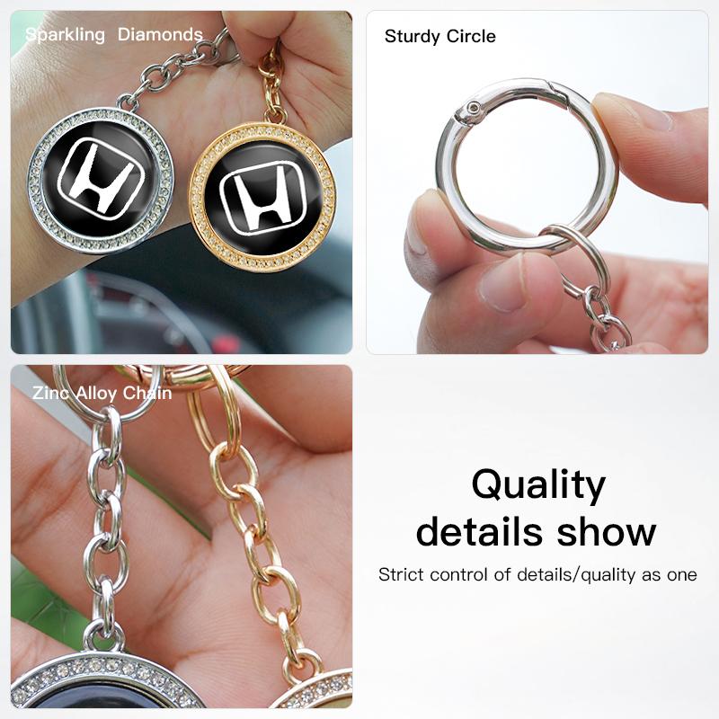 Luxury Diamond Edging Key Rings Car Logo Keychain For Honda Civic Fit Jazz Accord Pilot CRV Odyssey Passport City Shuttle HRV AS9