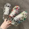 Thick-soled Increased Women's Sports Shoes Women  New Women's Hand-painted Graffiti White Shoes Outdoor Casual Shoes