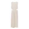 European & American Women's Chic Sleeveless Long Dress with Buckle Detail - Autumn/Winter Collection