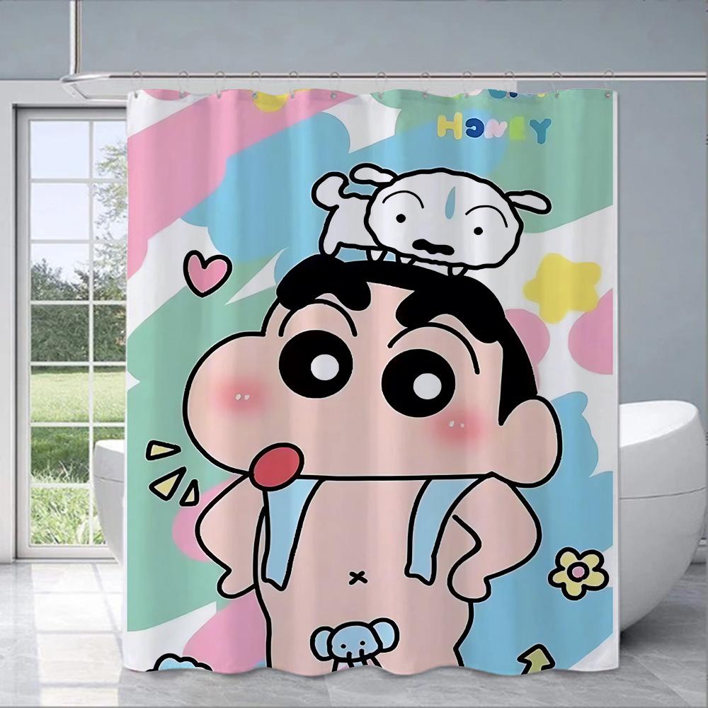 Shower Crayons Shinchans Curtain Waterproof Polyester Fabric Paint Colorful Bath Curtains Home Bathroom Decor Curtain With Hook