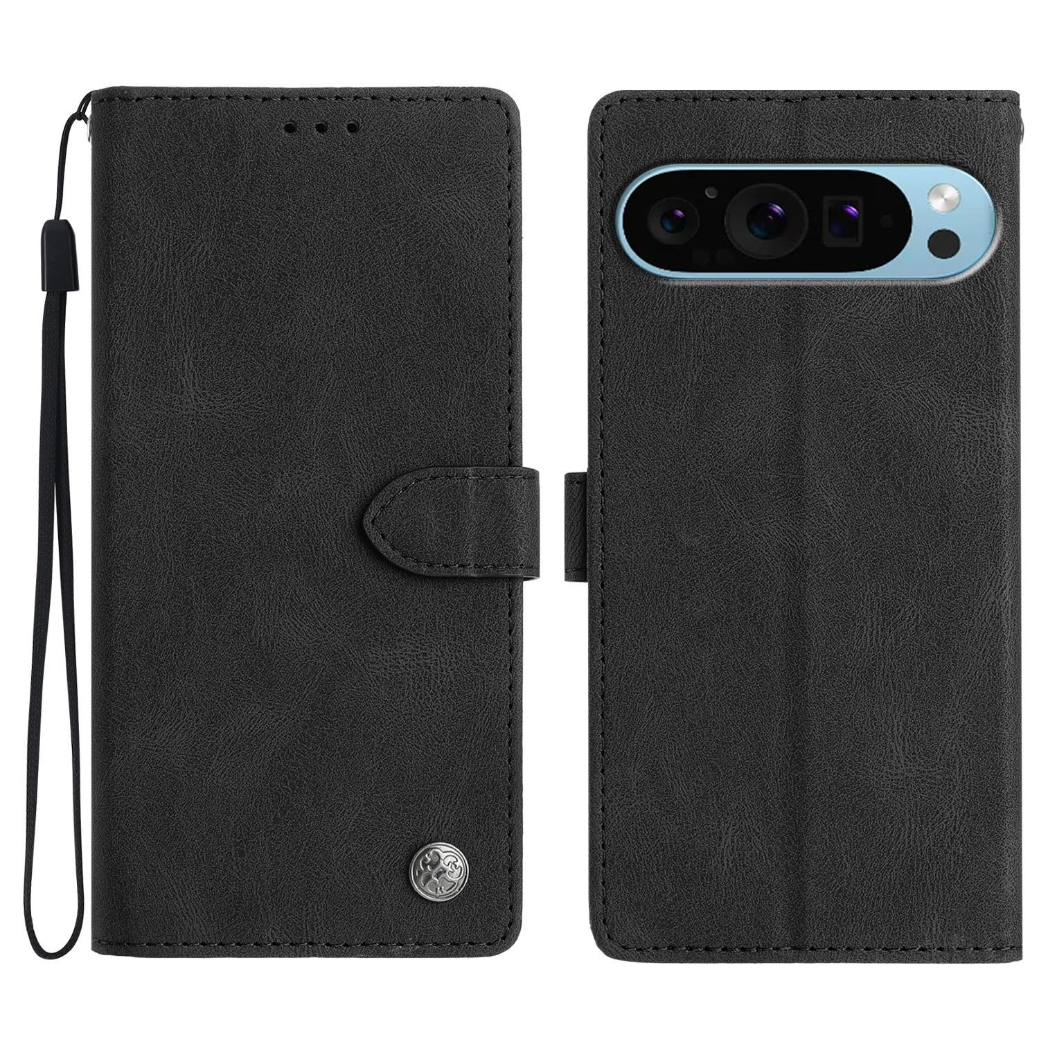 

For Google Pixel 9 Leather Case Solid Color Phone Wallet Cover C