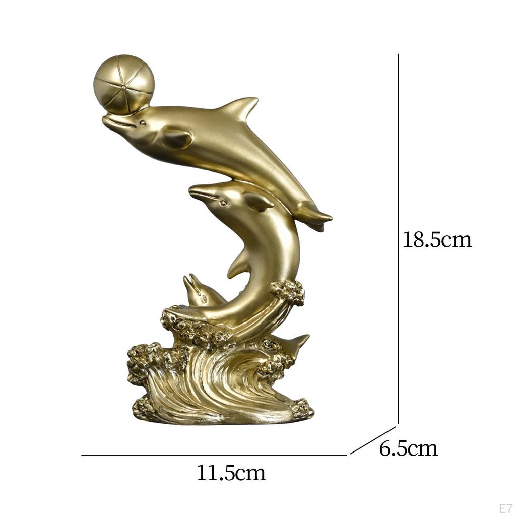Dolphin Figurine Decorative Statue Art Crafts Creative Tabletop Ornament Sea Animal Sculpture for