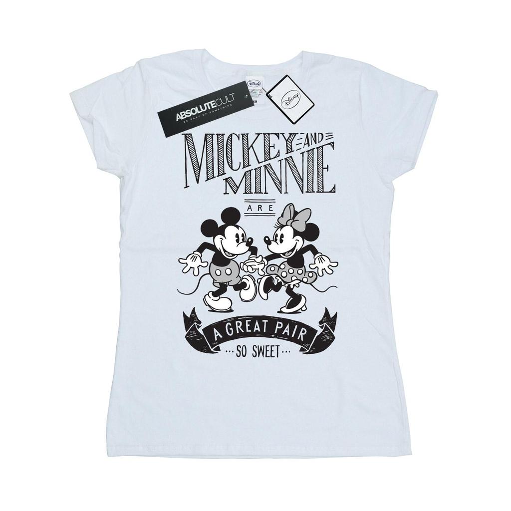 Disney Damen/Damen Mickey und Minnie Mouse Tolles Paar Baumwoll-T-Shirt