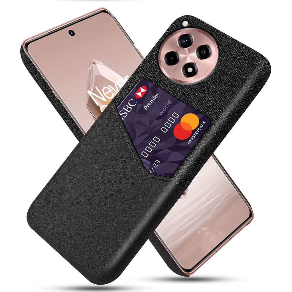 For OnePlus Ace 3 5G/12R 5G Case Cloth Texture PU Leather+PC Card Holder Phone Cover