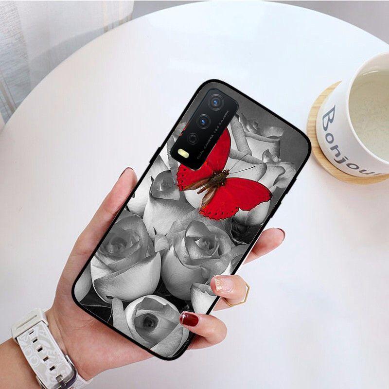 Red Butterfly Roses Flower Phone Cover For Vivo Y31 Y30 Y33S Y11S Y12S Y17 Y20 Y20S Y21S Y1S Y53S Y15 Y19 Y91C V23 Cases Coque