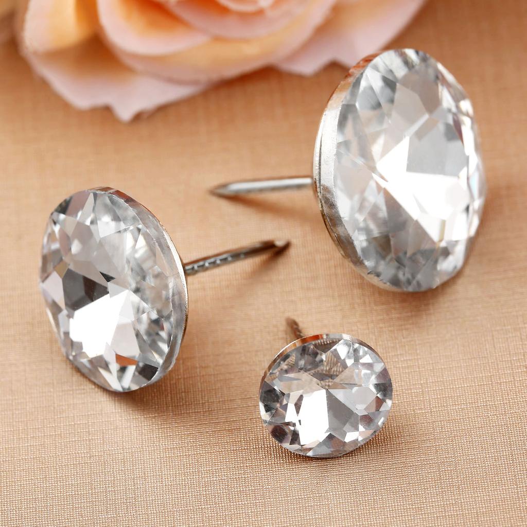 10x Diamond Crystal Glass Upholstery Sofa Headboard Buttons Upholstery Nails Button Tacks Studs Pins 16/25/30mm Sofa Wall Decor