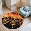 Flaming Skull,Round Area Rug,Carpet Rug for Living Room Bedroom Sofa Playroom Decor,Non-slip Floor Mat