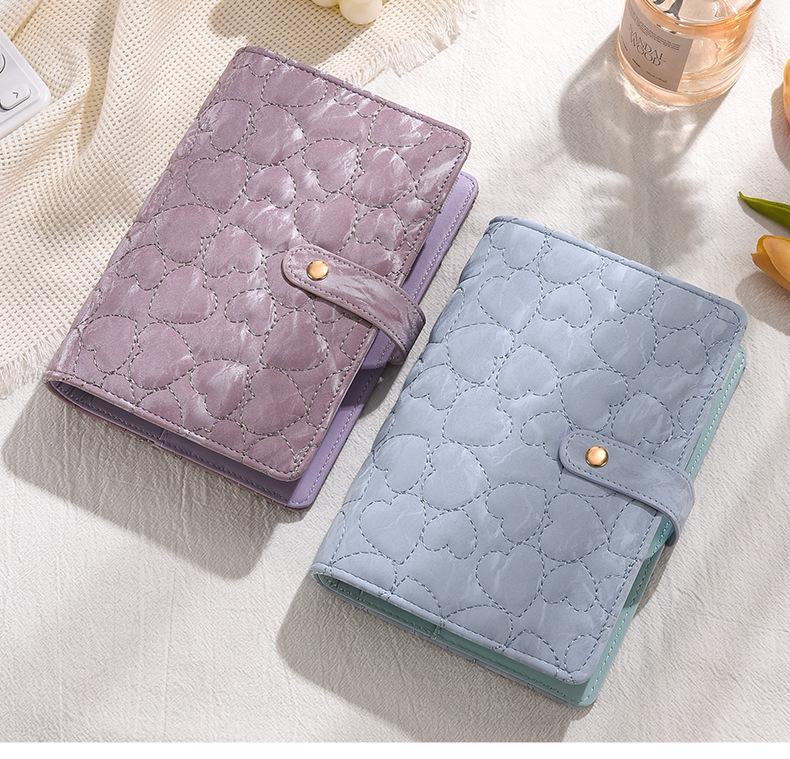 3D Heart Pattern A6 Loose-Leaf Notebook with PU Cover
