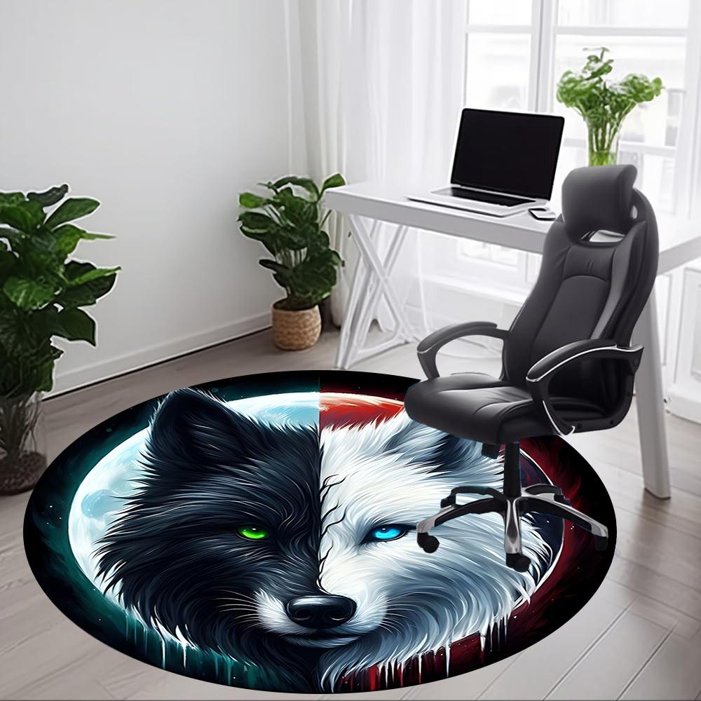 1 Stück Wolfsmond Büro Runder Teppich, Unter Bürostühlen Schlafzimmer Wohnzimmer Heimdekoration, Raumdeko, In Verschiedenen Größen Erhältlich