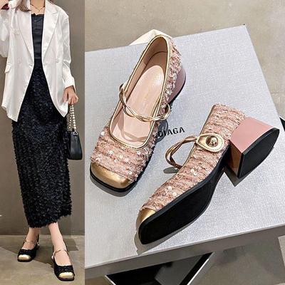 2024 Mary Jane French-Style Sequined High Heels: Chic Spring Evening Leather Shoes