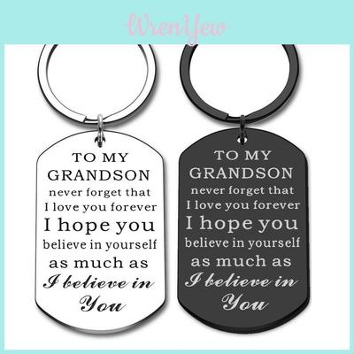 Modern Minimalist Stainless Steel Keyring For Grandson Birthday Or Father's Day Gift