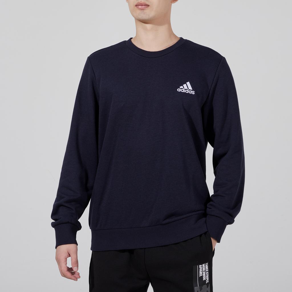 Adidas Embroidered Logo Loose Knit Pullover Sweatshirt Men Sweatshirt Blue GK9118