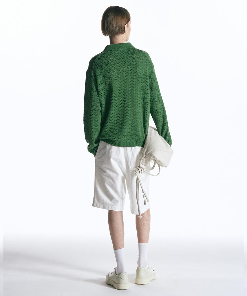 INSILENCE Open Collar Knit Green