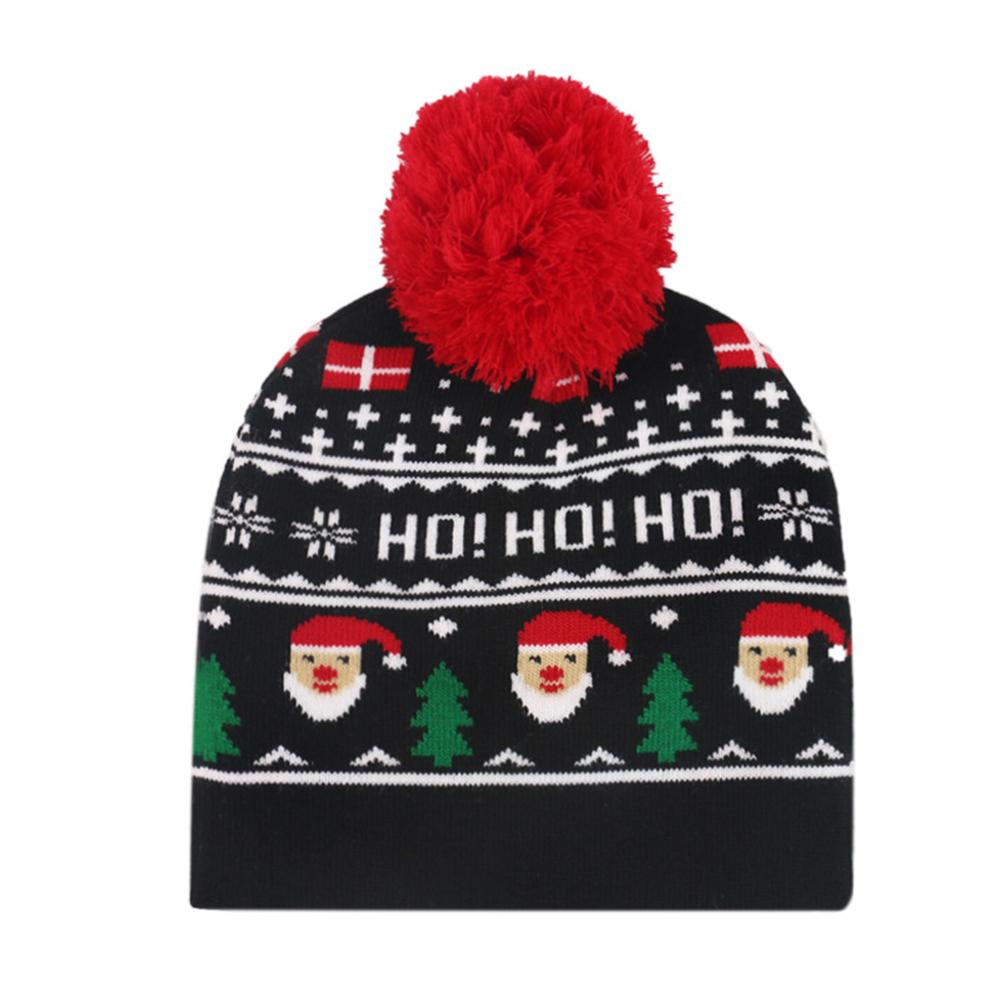 Christmas Unisex Winter Knitting Hat Wool Ball Snowman Snowflake Elk X-mas Tree Beanies